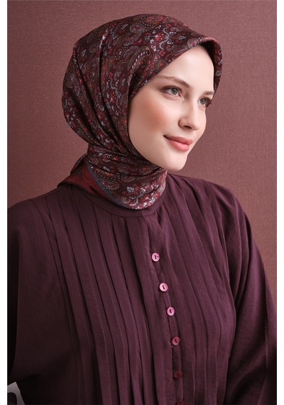 Armine Sura İpek Eşarp 2026-2027 - Sonbahar Kış-asm9609 Bordo