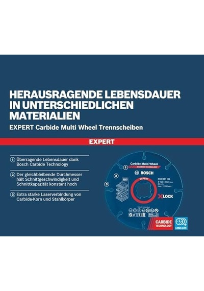 1x Expert Carbide Multi Wheel X-lock Kesici Diskler Sert Ahşap, Çivili Ahşap, Plastik, Alçıpan Panel, Ø 115 Mm, Aksesuar Küçük Avuç Taşlama Makinesi