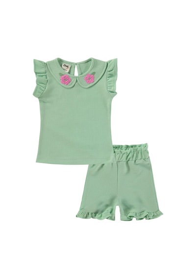 Civil Baby Yaka Nakışlı 6-18 Ay Takım - Yeşil Su Yeşili