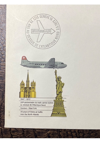 1972 İsvicre Hava Yollarının Swiss Air Kuzey Atlantic Uçuşlarının 25. Yıl Dönümü Geneve - New York Kennedy İnt. Airport Ve Özel İlk Gün Damgalı Zarf Fdc Teşhir Ürün 1972 İsvicre Hava Yollarının Swiss Air Kuzey Atlantic Uçuşlarının 25. Yıl Dönümü Geneve - New York Kennedy İnt. Airport Ve Özel İlk Gün Damgalı Zarf Fdc Teşhir Ürün