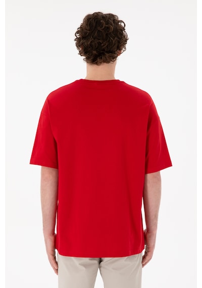 U.S. Polo Assn. Erkek Oversize Fit Bisiklet Yaka Kırmızı Tişört 50305923-VR030