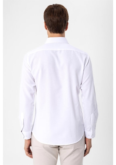 Süvari Beyaz Slim Fit Düz Düğmeli Yaka Gömlek Beyaz