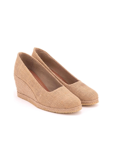 Star Tombis Hasır Hasır Keten Espadril Dolgu Topuk Dolgu1001-2923 Koyu Bej