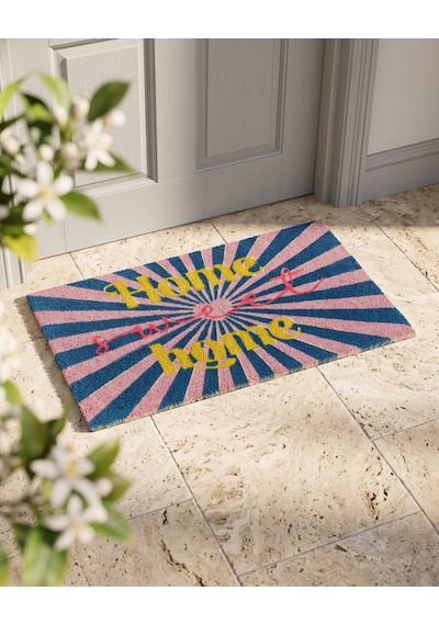 Mavi Hindistan Cevizi Lifi Home Sweet Home Kapı Önü Paspası 45x75 Cm