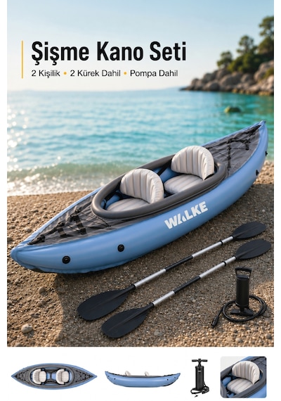 Walke Premium 2 Kişilik Pompa Kürek Dahil Şişme Kano 331 X 88 Cm 15103