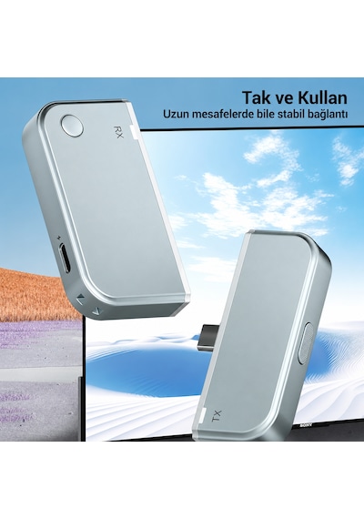 Kablosuz Hdmı Ekran Yansıtma Cihazı Type-c To Hdmı Tx+rx Tak Çalıştır Android Apple iPhone Windows Mac Tv Monitör Projeksiyon Uyumlu