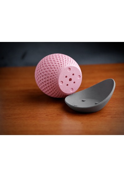 3d Baskı Küre Saksı - Kafes Dokulu İki Parçalı Dekoratif Saksı - Pembe-gri