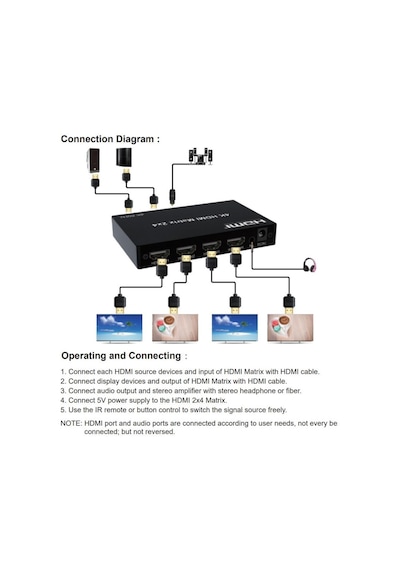 Novacom Nvc-hdmx4 4x2 Hdmı Matrix 4k 60hz