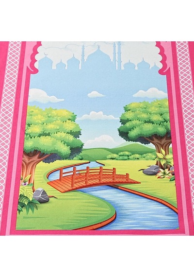 Çocuk Seccadesi Köprü - Pembe 82 45 Cm 110 Gr - Tesbih Hediyeli Çok Renkli