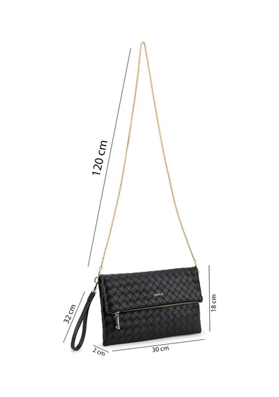 Tamer Tanca Kadın Suni Deri Siyah Clutch Çanta 921 7482-b Bn Cnt Sk26-27 Sıyah Orgu