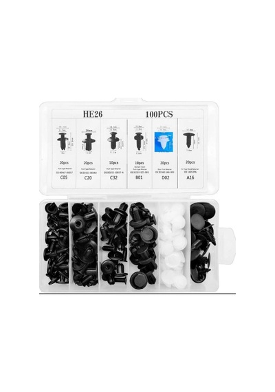 Hombak 100 Ad. Sabitleme Klipsi, Klips Araba Araç Oto Kapı Döşeme Tampon Plastik Panel Pim Tutucu Perçin