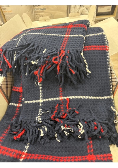 Sesli Comfort Lacivert Kırmızı Beyaz Skoç Pamuk Örme Battaniye 200x220 Çift Kişilik Battal Diğer