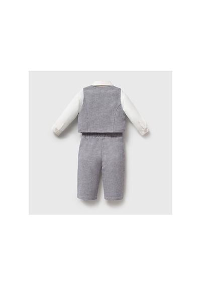 Ministok Erkek Bebek Papyonlu Yelekli Takım 4 Parça Gömlek Yelek Pantolon Mavi