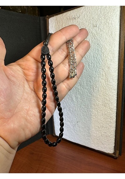 Sevgiliye Özel Hediye Siyah Arpa Kesim Hediyelik Tesbih H-1282.