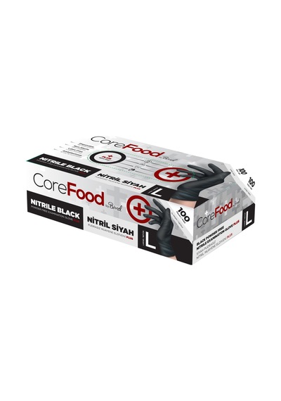 Ekstra Kalın Nitril Siyah Plus Muayene Eldiveni L - 3 Paket 100'lü