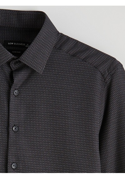 Lcw Busıness Gri Slim Fit Desenli Armürlü Erkek Gömlek