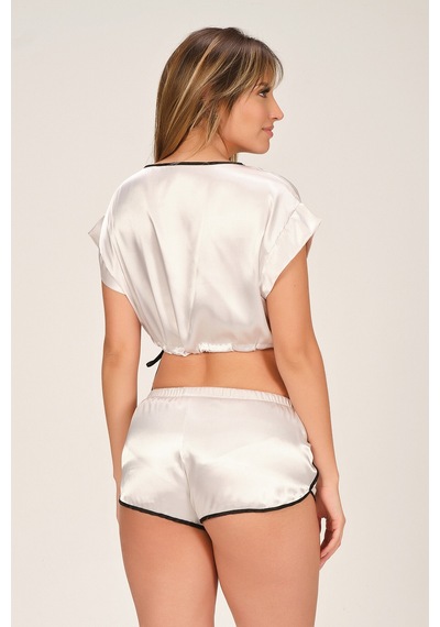 Jumelles Kadın Taş Rengi Soft Glow Saten Şort Takımı Tas