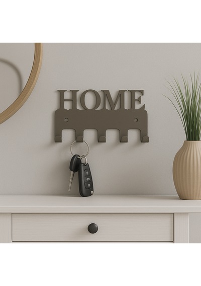 Lunoart Home Yazılı Metal Anahtarlık Askısı Duvar Tipi Anahtar Organizer Vizon