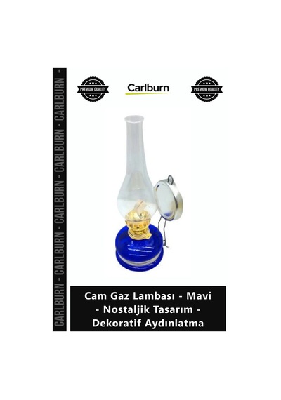 Özel Üretim Retro Vintage Klasik Cam Gaz Lambası Mavi Nostaljik Tasarım Dekoratif Aydınlatma