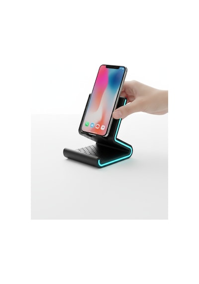 Şeritli Ve Desenli Telefon Standı Turkuaz