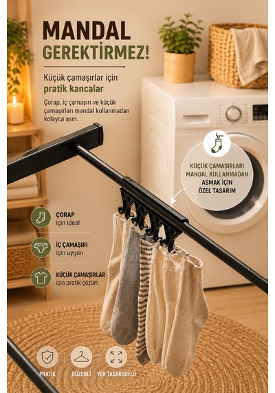 Perilla 17062 Fit Katlanabilir Çamaşır Kurutmalık 15 Metre Asma Alanı 50 Kg Taşıma Kapasiteli Antrasit