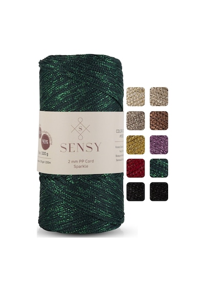 Premium Simli 200 Gr Polyester Makrome Ipi Yeşil 2 Mm - 230 M Supla Ip Ve Çanta İpliği