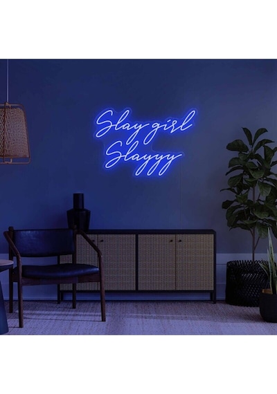 Slay Girl Slayyy Yazılı Neon Tabela Mavi