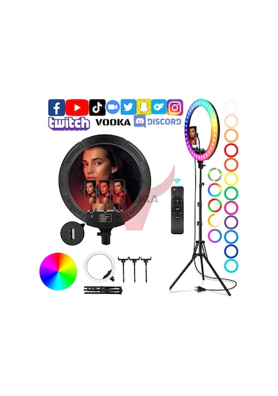 Vilya 45cm Megalüx Döküm Ayaklı Profesyonel Kuaför Makyaj Çekimleri 18ınç 460 Led Ring Lıght