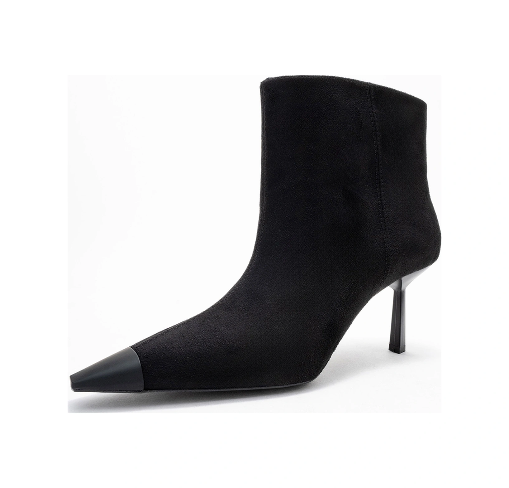 Luvishoes Luvi Shoes Rassel Siyah Süet Mat Burunlu Kadın İnce Topuklu Bot Siyah Süet