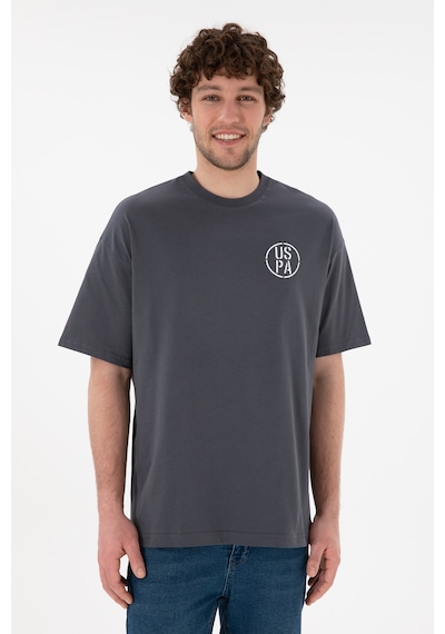 U.S. Polo Assn. Erkek Oversize Fit Bisiklet Yaka Antrasit Tişört 50305904-VR006