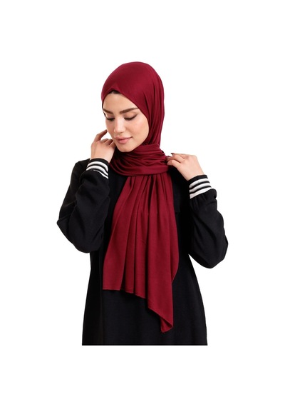Bordo Likralı Penye Şal