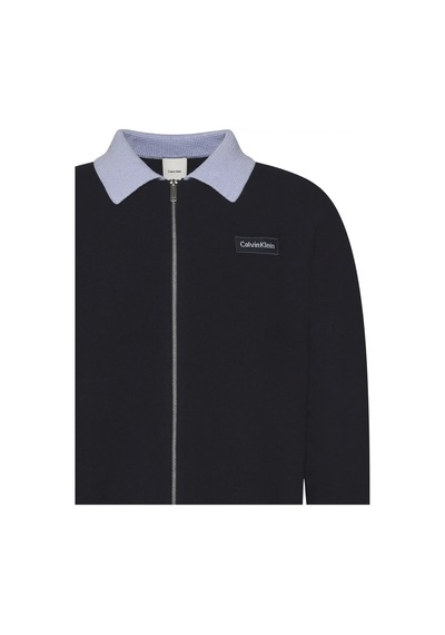 Calvin Klein Ls Boıled 100% Merıno Contrast C Erkek Lacivert Fermuarlı Ceket