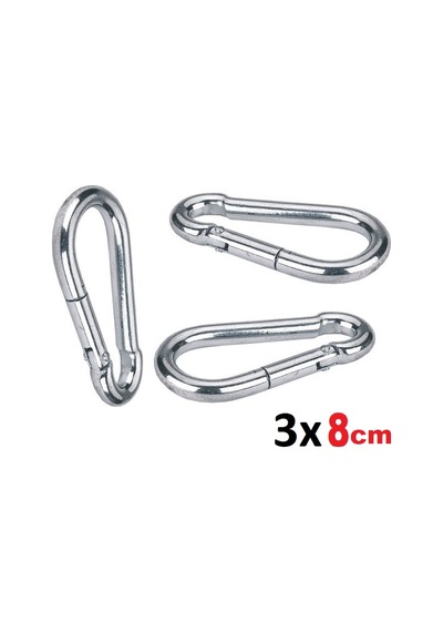 3 Adet Karabina 7 CM Yaylı Çengel Kanca Krom Çinko Yaylı Kilit