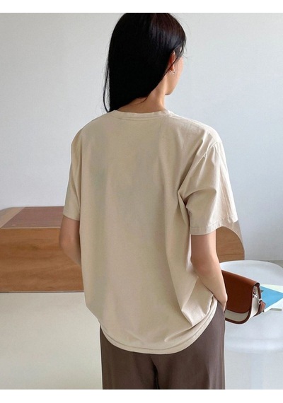Flood Of Style Kadın Bej Kadın Figür Baskılı Oversize Bisiklet Yaka Tshirt