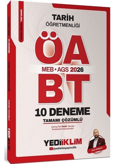 Yediiklim 2026 Öabt Meb-ags Tarih Öğretmenliği 10 Deneme Çözümlü - Yasin Korkut Yediiklim Yayınları