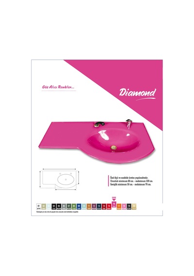 Cam Lavabo Diamond Modeli 70x56 Cm Pempe