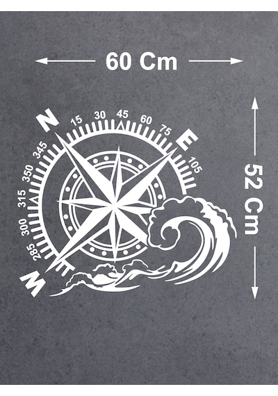 Pusula Ve Dalga Sticker - 4x4 Off Road Adventure Kamp Sticker - Araba Oto Karavan Motosiklet Sticker - 00067 60x52 Cm
