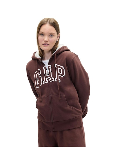 Gap Relaxed Gap Logo Sherpa Astarlı Fermuarlı Sweatshirt - 804073-11340 Kahverengi