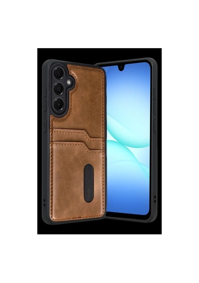 Samsung Galaxy A57 5g Sara Kartvizitli Deri Kılıf - Taba
