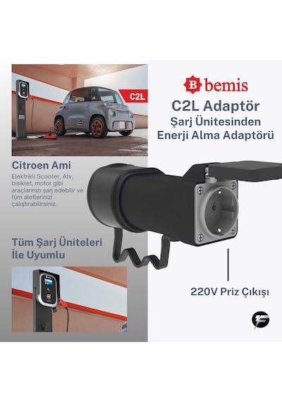 Bemis C2l Charger To Load Elektrikli Araç Şarj Uyumlu Kablosuz Adaptör 3.7 Kw