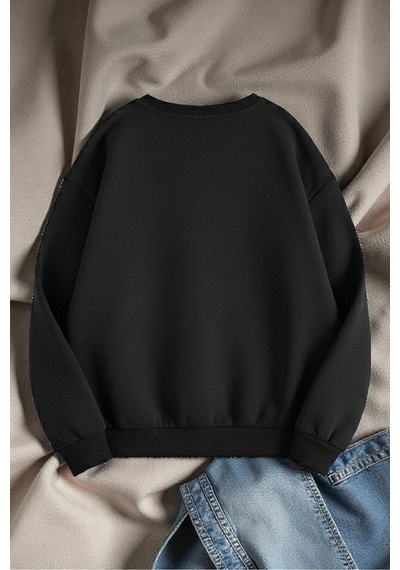 Uyguntarz Unisex It's Okay To Tasarım Baskılı Bisiklet Yaka Sweatshirt siyah