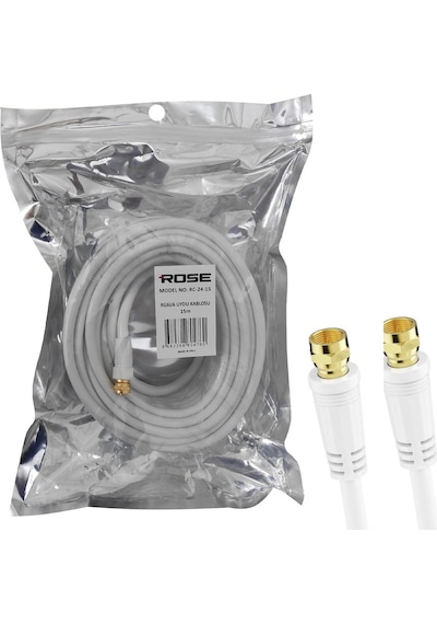 Rg6 F Konnektörlü Hazır Anten Kablo 15mt Rose Rc-24-15