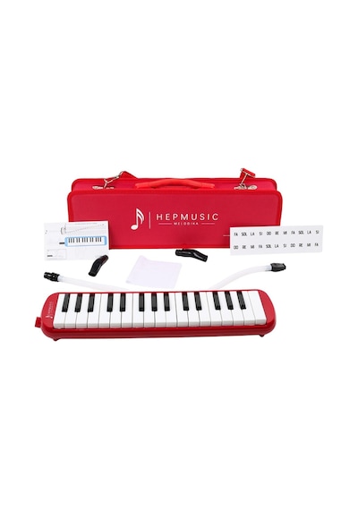 32 Tuşlu Özel Kutu Çantalı Kırmızı Melodika Yedek Ağızlıklı