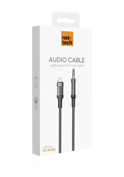 Nettech Nt-ac06 Plastik 100 Cm Jack To Lightning Aux Kablo Siyah