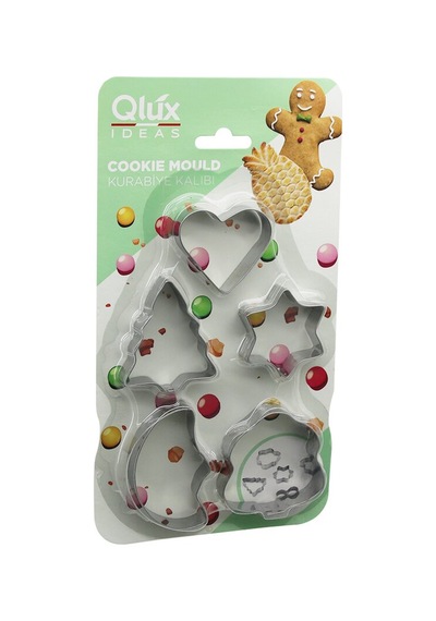 Qlux L-00155 Metal Bisküvi Ve Kurabiye Kalıbı - 5 Parça Set Çok Renkli