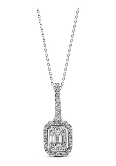 Modern Tasarım 0.25 Ct Baget Kare Tektaş Kolye