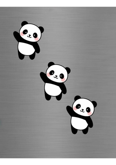 Sevimli El Sallayan Selam Veren Üçlü Panda Ayıcık Seti Süs Buzdolabı Magneti