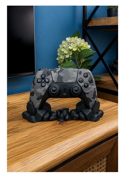 Veriqo 3d Ps5 Uyumlu Gamepad Standı Kristal Tasarımlı Oyun Kolu Tutucu Masaüstü Controller Standı Siyah