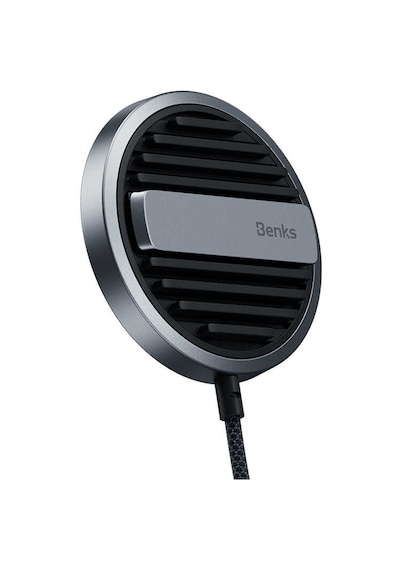 Benks MFM01 MFI Sertifikalı Standlı 15W Hızlı Şarj Özellikli Magsafe PD Wireless Şarj Aleti Benks-25415 Siyah