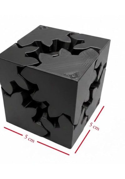 Mekanik Dişli Çarklı Zeka Küpü Hareketli Puzzle Yapı Bloğu - Eğitici Zeka Küpü Stres Oyuncağı- Siyah